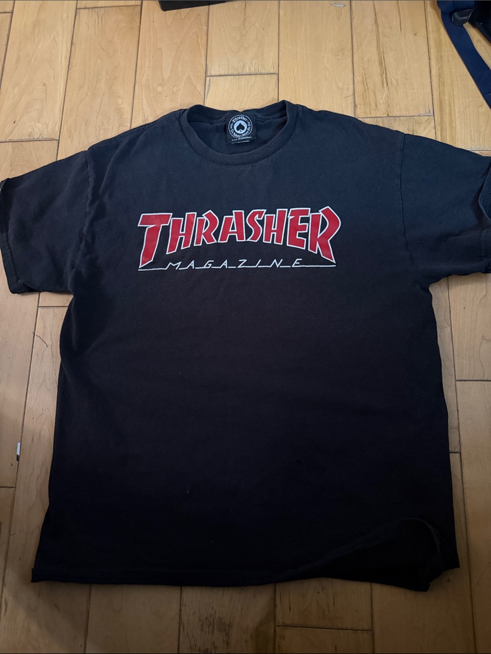 Thrasher Black Tee with Red Logo - Men